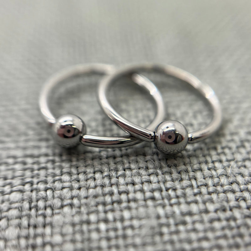 Pair, 18g Stainless Steel Captive Bead Rings. Perfect polish. Clearance Tribal Expression Jewelry