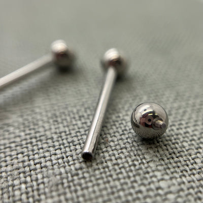 Stainless steel straight barbells with one threaded bead removed