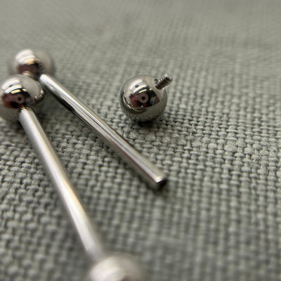 Stainless steel straight barbells with one threaded bead removed