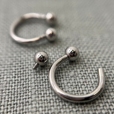 Stainless steel circular barbells with threaded beads removed
