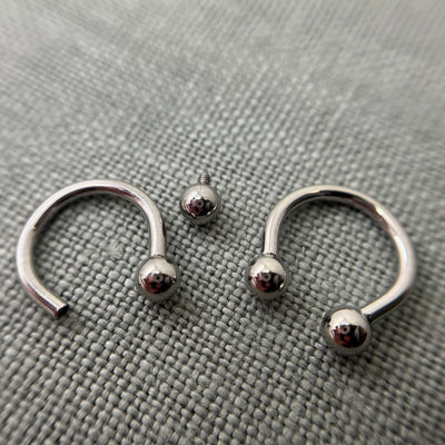 Stainless steel circular barbells with threaded beads removed