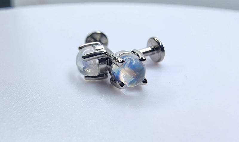 Platinum set 4mm amazing Blue Moonstones 💙-1