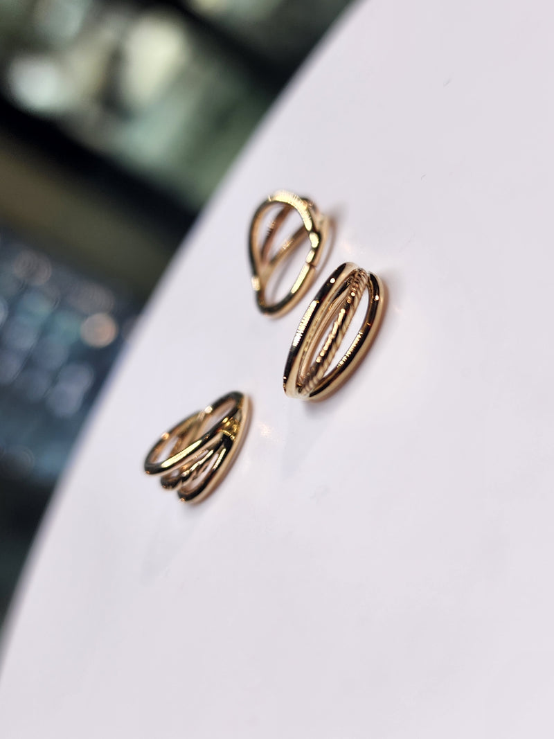 Boxing day sale...Solid 14kt gold triple stacked seam ring w/ twisted center band-2