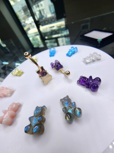 Colourful gummy bear gemstone navel jewelry and loose bear-shaped ends