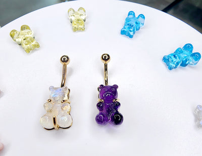 Colourful gummy bear gemstone navel jewelry and loose bear-shaped ends