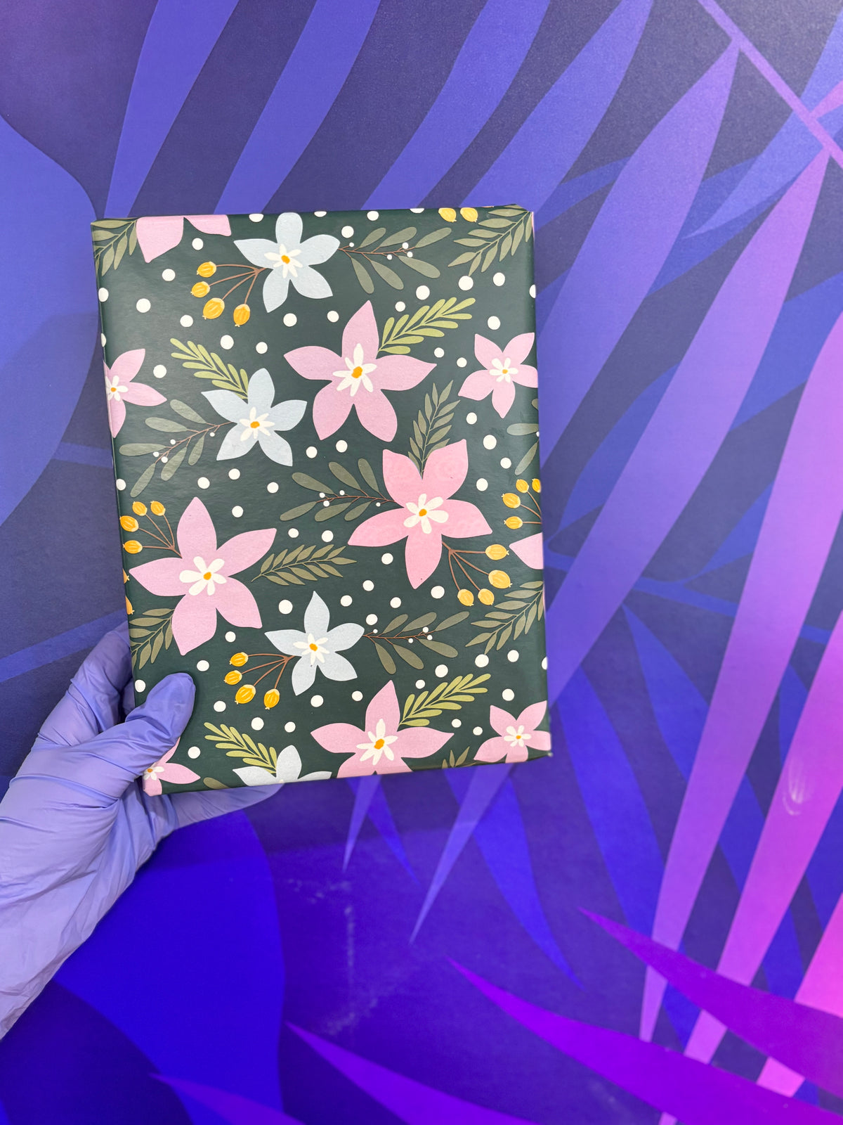 February jewelry gift box with a pink and white floral cover
