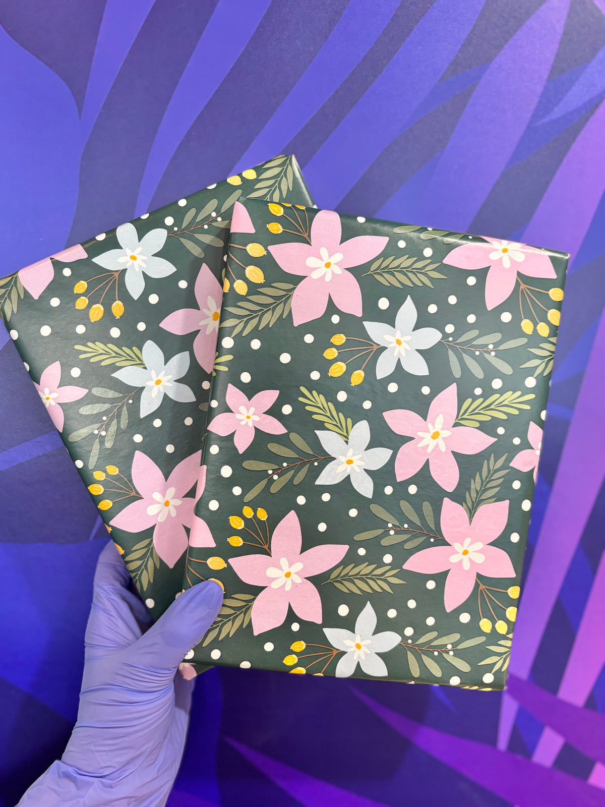 February jewelry gift box with a pink and white floral cover