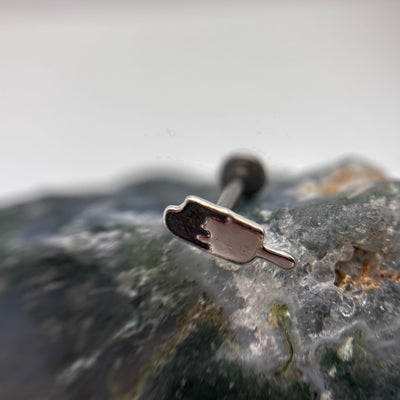 Silver popsicle-shaped jewelry end on a flat-back post
