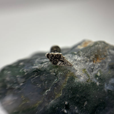 Silver soft-serve ice cream jewelry end on a flat-back post
