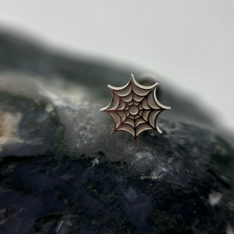 Limited Edition Silver Spiderweb Threadless piece - for healed piercings-3
