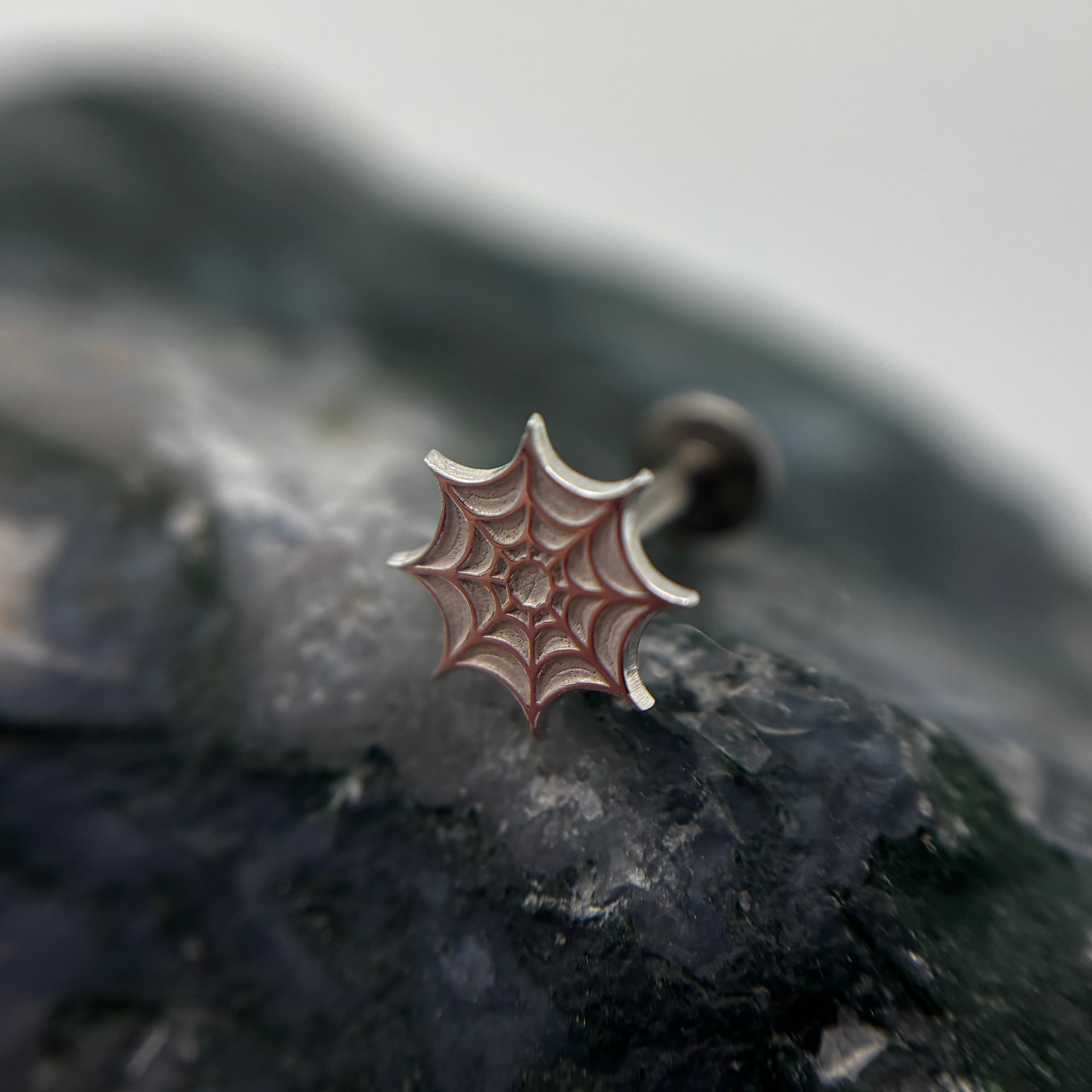 Limited Edition Silver Spiderweb Threadless piece - for healed piercings