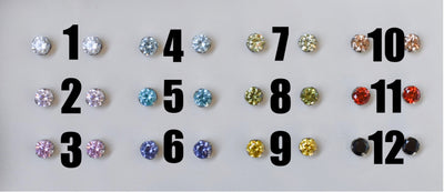 Numbered colour chart for titanium cubic zirconia jewelry ends
