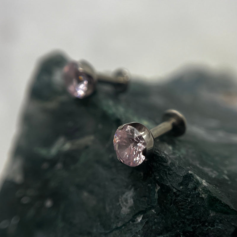 5MM Cubic zirconia threadless ends in titanium-3