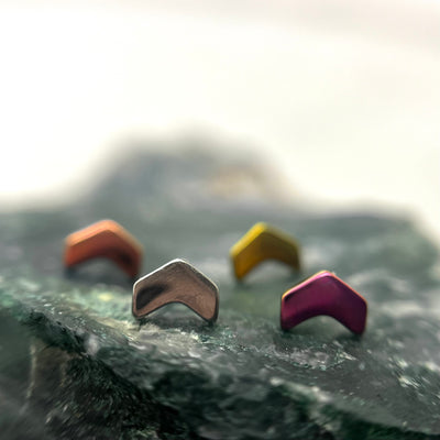 Titanium chevron jewelry ends in assorted anodized colours
