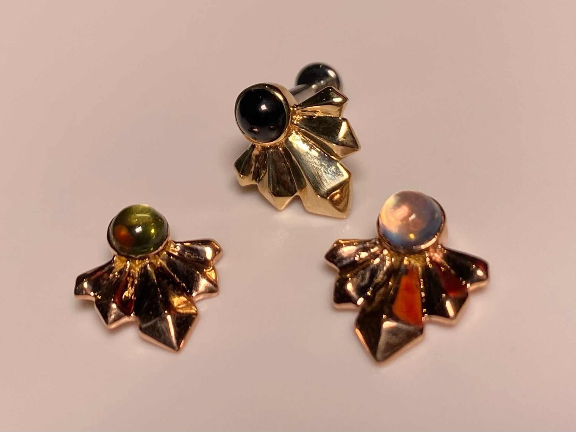 14kt Gold Crystal Fans. Handmade beauty Tribal Expression Jewelry