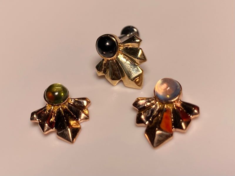 14kt Gold Crystal Fans. Handmade beauty Tribal Expression Jewelry