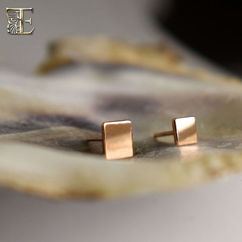 Solid 14kt Rose Gold threadless tops. Large and small square basic shapes.