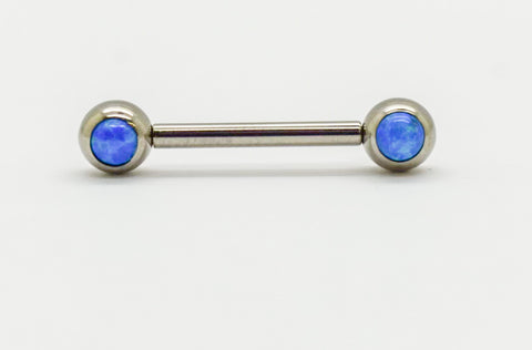 titanium threadless barbells with blue synthetic opals