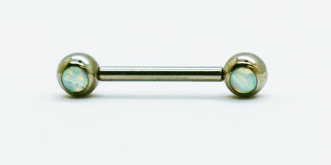 titanium threadless barbells with white synthetic opals