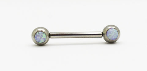 threadless titanium barbells, purple/white synthetic opals