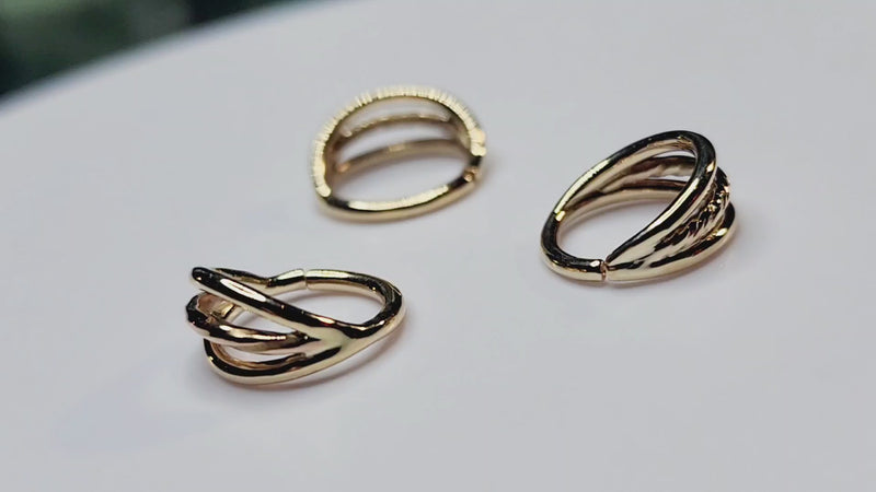 Boxing day sale...Solid 14kt gold triple stacked seam ring w/ twisted center band-1