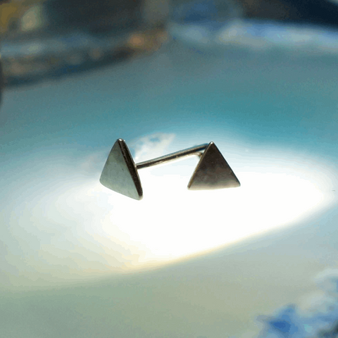 Solid 14kt Yellow Gold threadless tops. Triangle basic shapes