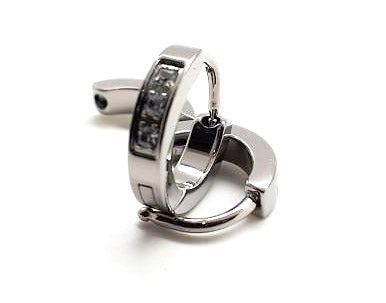Polished titanium clickers with square clear gemstones