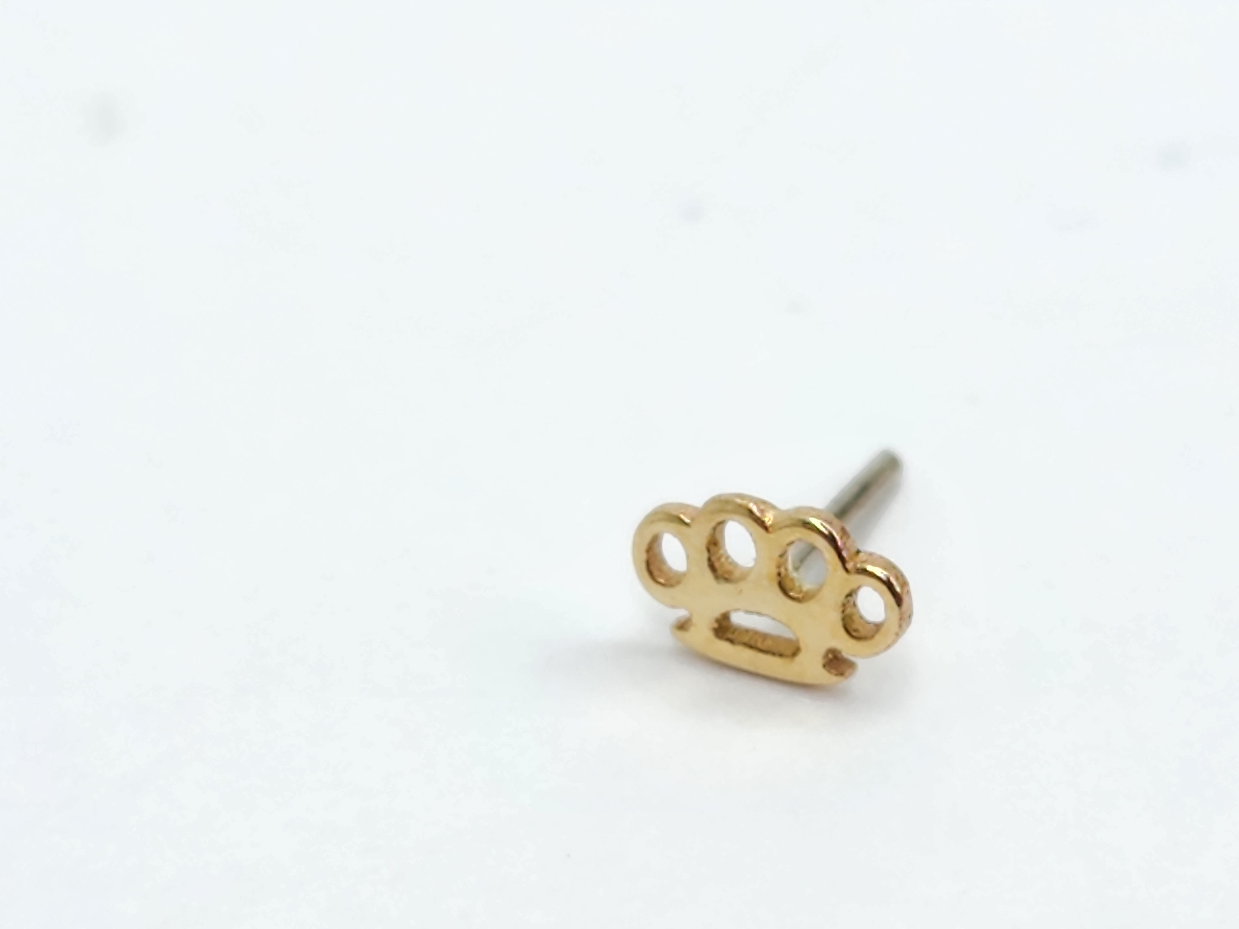 Solid 14k Yellow Gold threadless shapes. Brass Knuckle shapes.