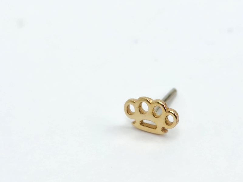 Solid 14k Yellow Gold threadless shapes. Brass Knuckle shapes.