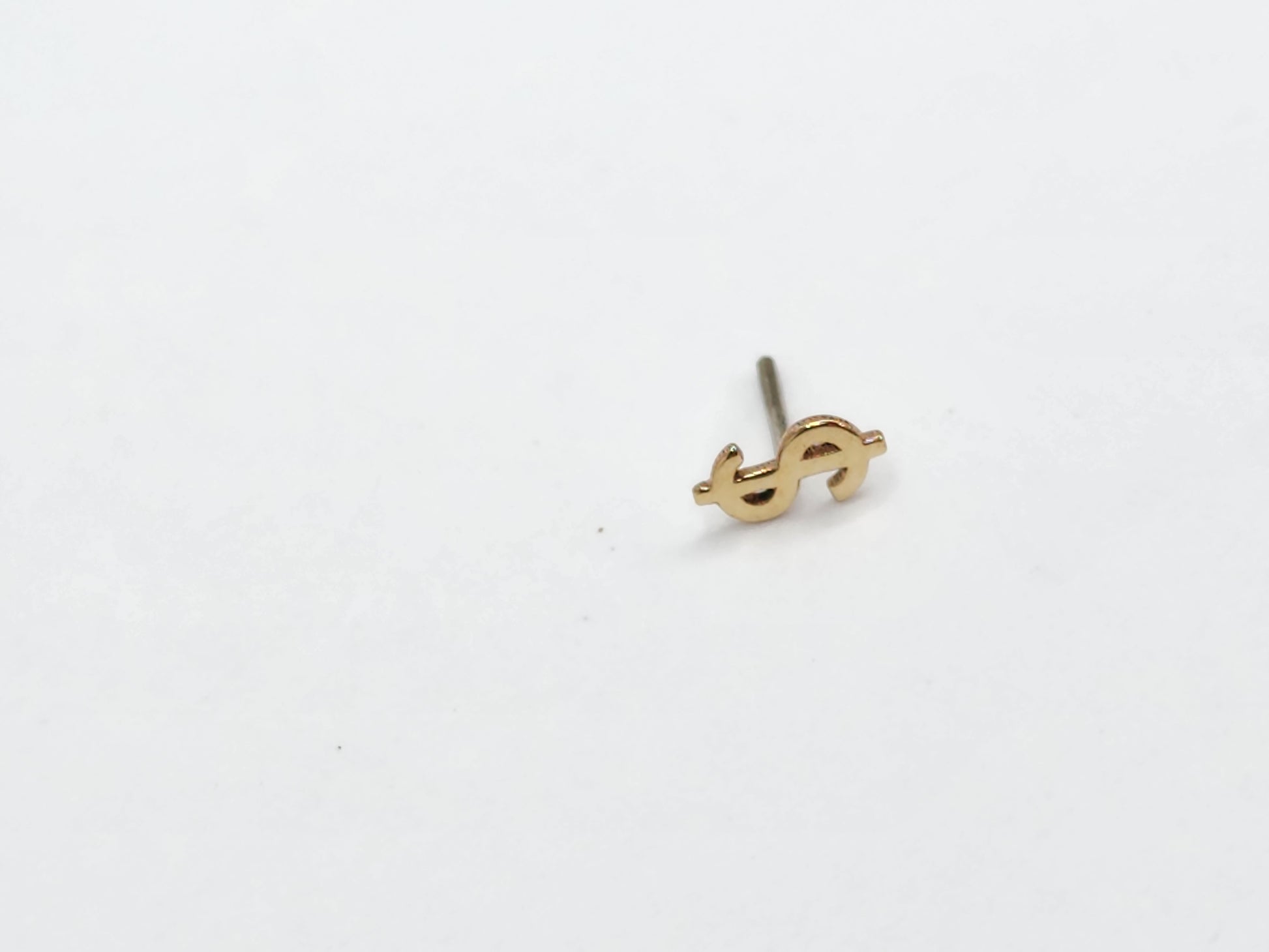 Solid 14kt Yellow Gold threadless tops. Dollar sign shapes