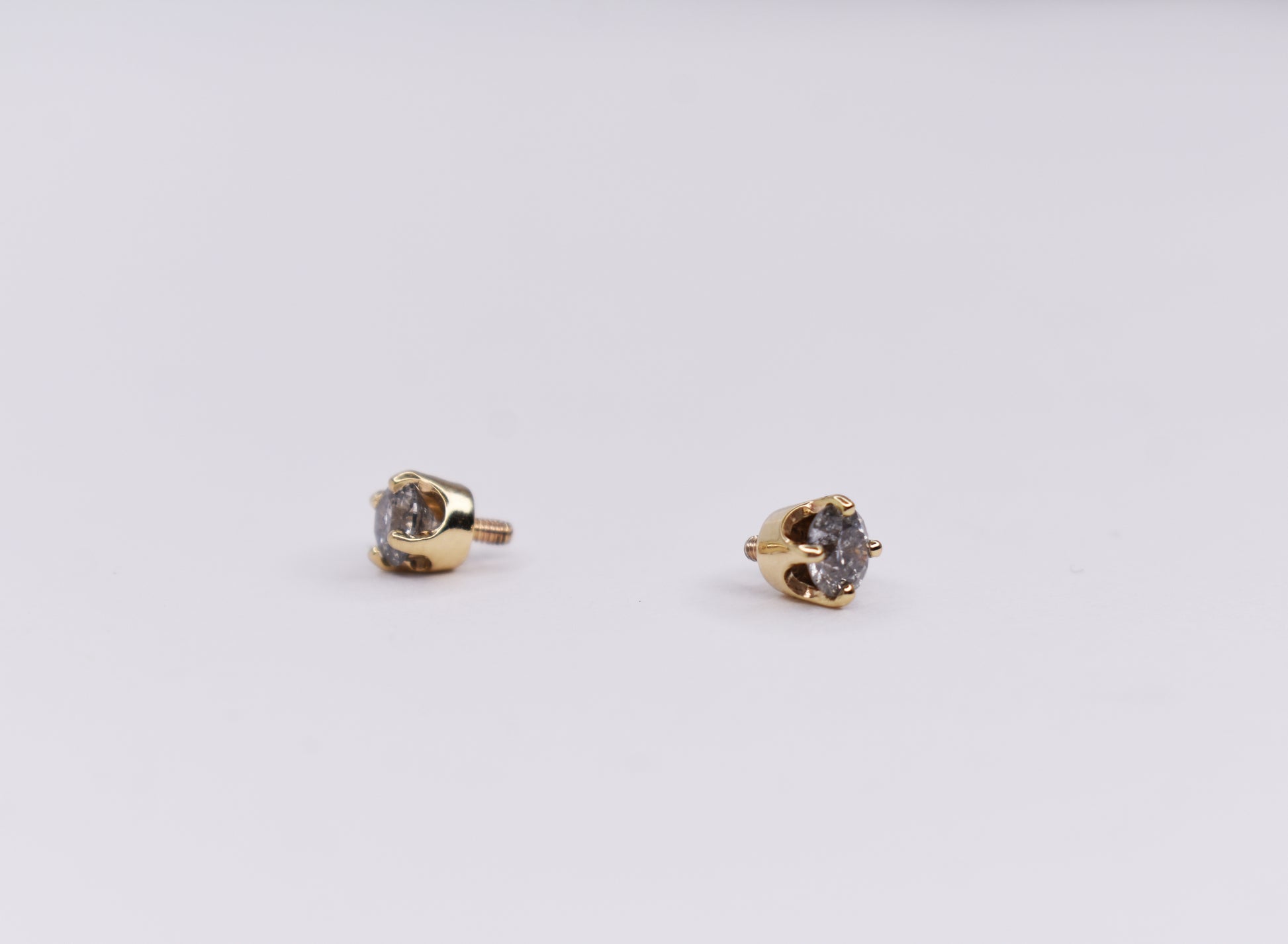 Solid 14kt Yellow Gold Salt and Pepper 1/4ct Diamond in a 4 prong setting