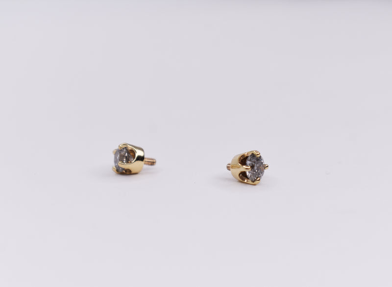 Solid 14kt Yellow Gold Salt and Pepper 1/4ct Diamond in a 4 prong setting