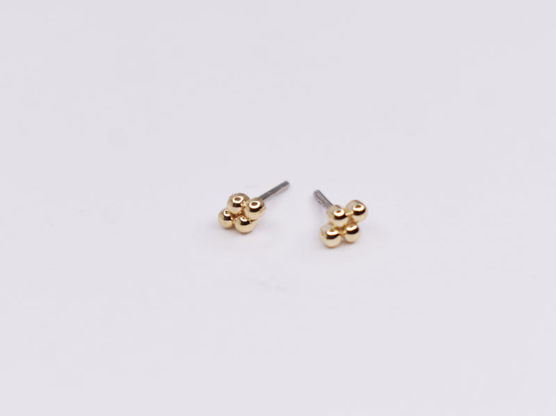 Solid 14kt yellow gold quad beaded threadless tops