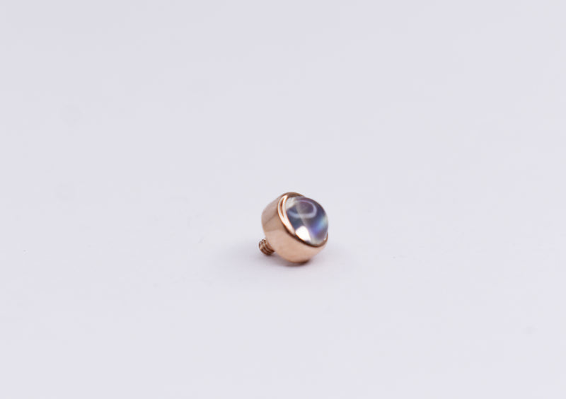 Solid 14kt Rose gold Cabachon cut Blue Moonstone