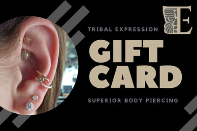 Tribal Expression gift card design featuring a pierced ear